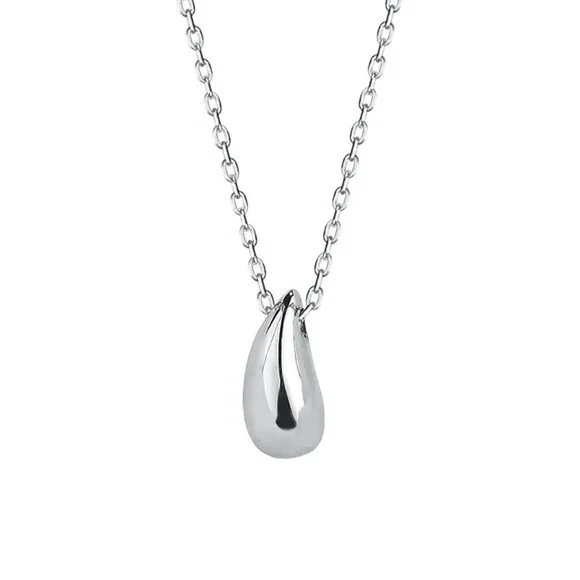 Sterling Silver Water Drop Pear Shape Dainty Delicate Pendant Necklace - Picture 5 of 6